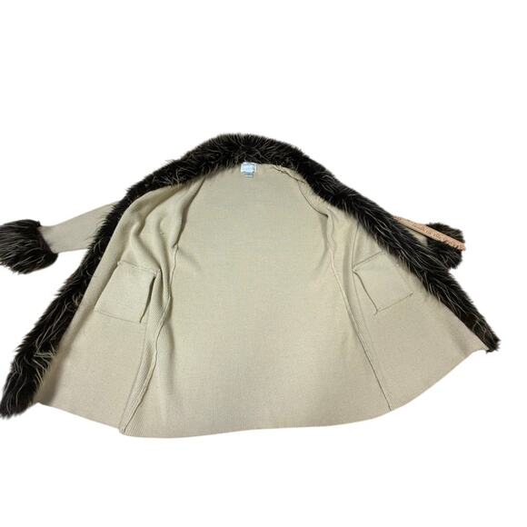 "SIDEFFECTS" VTG Y2K Faux Fur Open Front Sweater SZ L SMALL SPOT SEE PICS Rare! - Picture 6 of 10